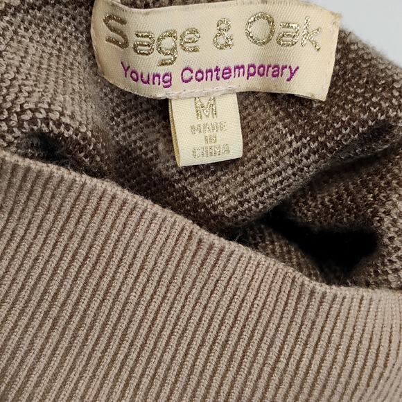 Sage & Oak Women's Turtleneck Sweater Zebra Print Sz M Pullover 3/4 Sleeves H-3 - Picture 7 of 9